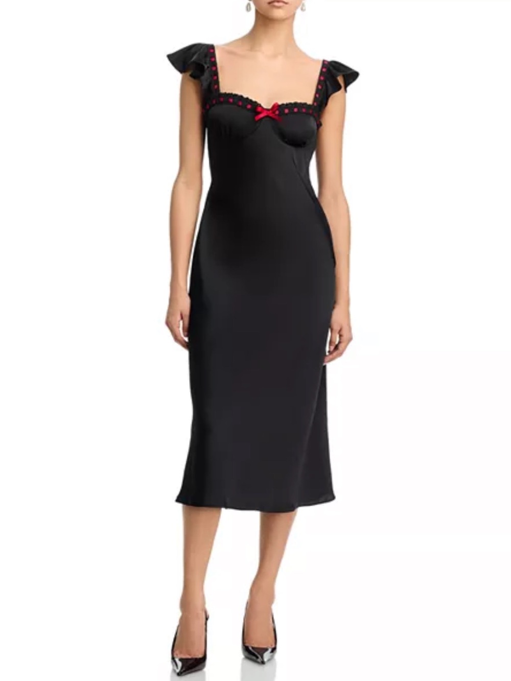 Aqua black and red satin dress NWT
